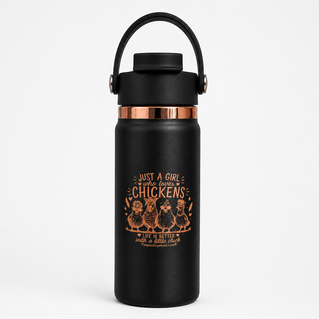 Exclusive Chicken Themed Tumblers white or black with copper gold engraving. For the chicken connoisseur